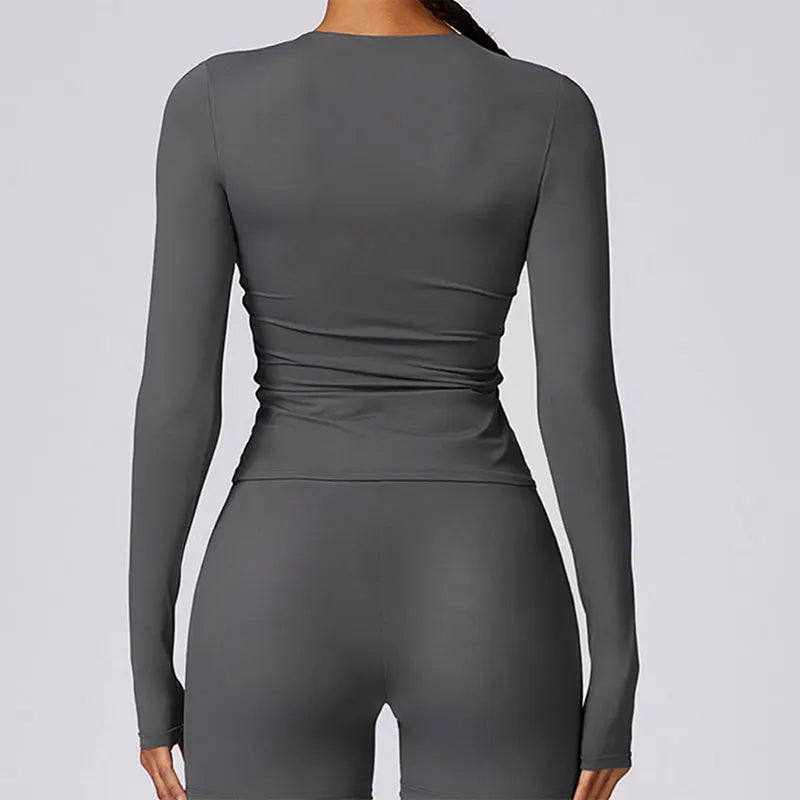 New Yoga Shirts Crop Top Long Sleeves Shirts For Women Yoga Sports Fitness Gym Clothes Push Up Workout Tops Sports Shirts - Get Fit with PH